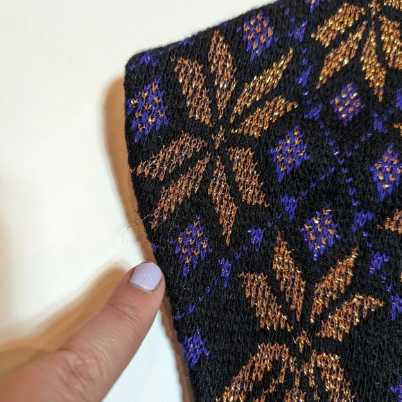 Vintage  Rose Sparkle Black Gold Indigo Purple Snowflake Floral Small - Picture 9 of 10